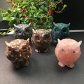 Factory Price Healing Crystal Rose Quartz Apatite Mookaite tiger Eye Stone Resin Owls for Sale