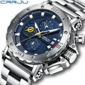 CRRJU 2294 Men Watches Stainless Steel Waterproof Big Dial Luxury Quartz Wristwatches Trend Design Sport Watch