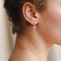 G2128 Fashion Dainty Women Freshwater Stud Earring Stainless Steel 14K Gold Plated Fresh Water Pearl Hanging Earrirngs