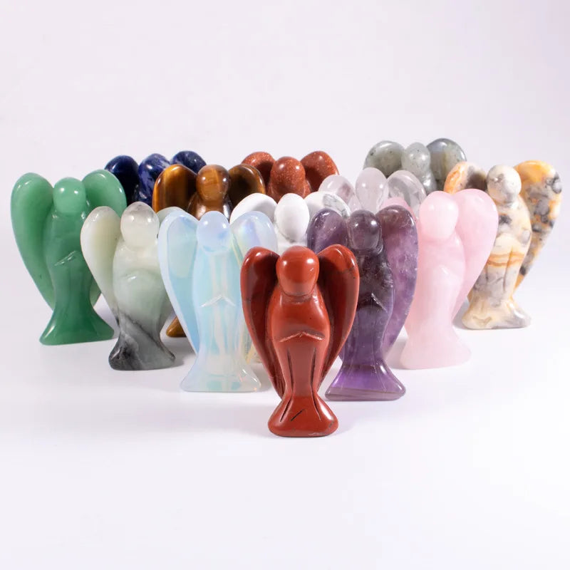 Natural Stone Crafts Angel Virgin Mary Crystal Statue Healing Crystal Travel Souvenir