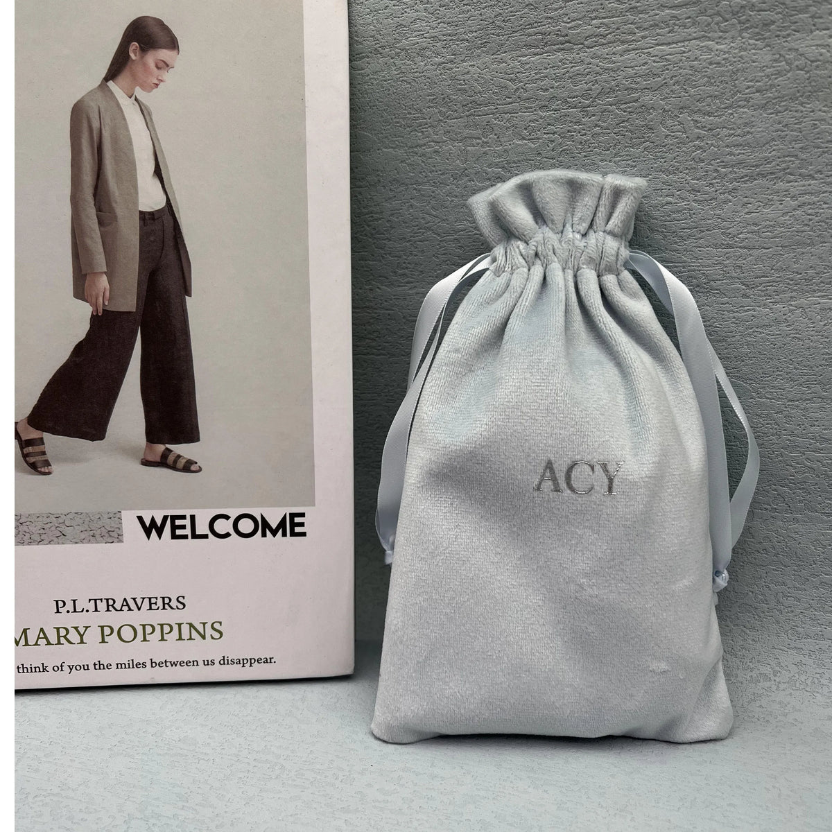 Blue Suede Custom Made Jewelry Pouch Display Drawstring Suede Pouch Packaging Bags