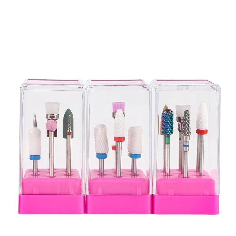 Special Tungsten Alloy Polishing Head Set for Nail Drill Bits Manicure Scissors with Grinding Head Brush Ceramic Nail Polisher