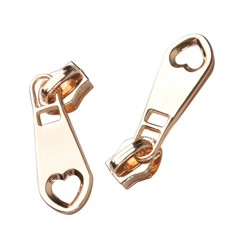 Light Gold Heart Shape Zipper Puller Garment Zipper Slider