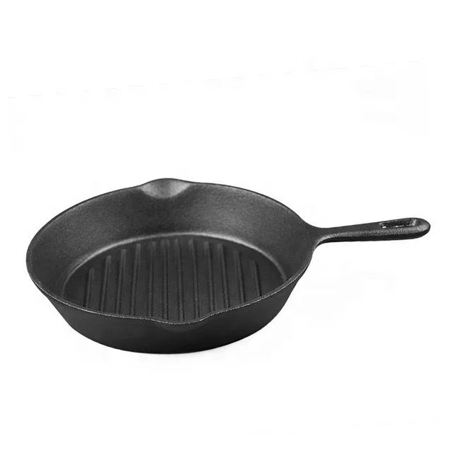 Wholesale Pre-Seasoned Round Non-Stick Cast Iron Grill Pan for Steak Metal Material