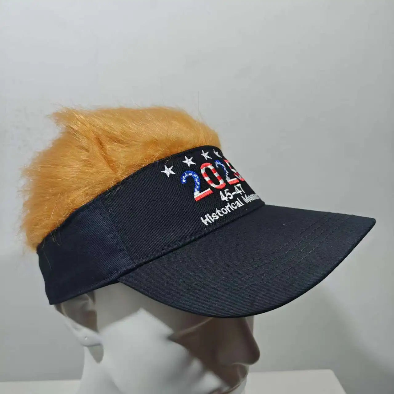 Novelty Adjustable Wig Visror Caps Men Hair Visor Sun Hat With Wig Hair