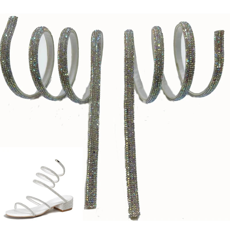 Lucky Rhinestone Tape Banding Rhinestone Strands with Steel Core Rhinestone Winding for Sandal