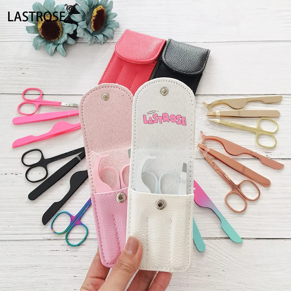 Wholesale Pink Eyelash Extension Applicator Stainless Steel Lash Tweezers Scissors Private Label Professional Eyelash Tools Set