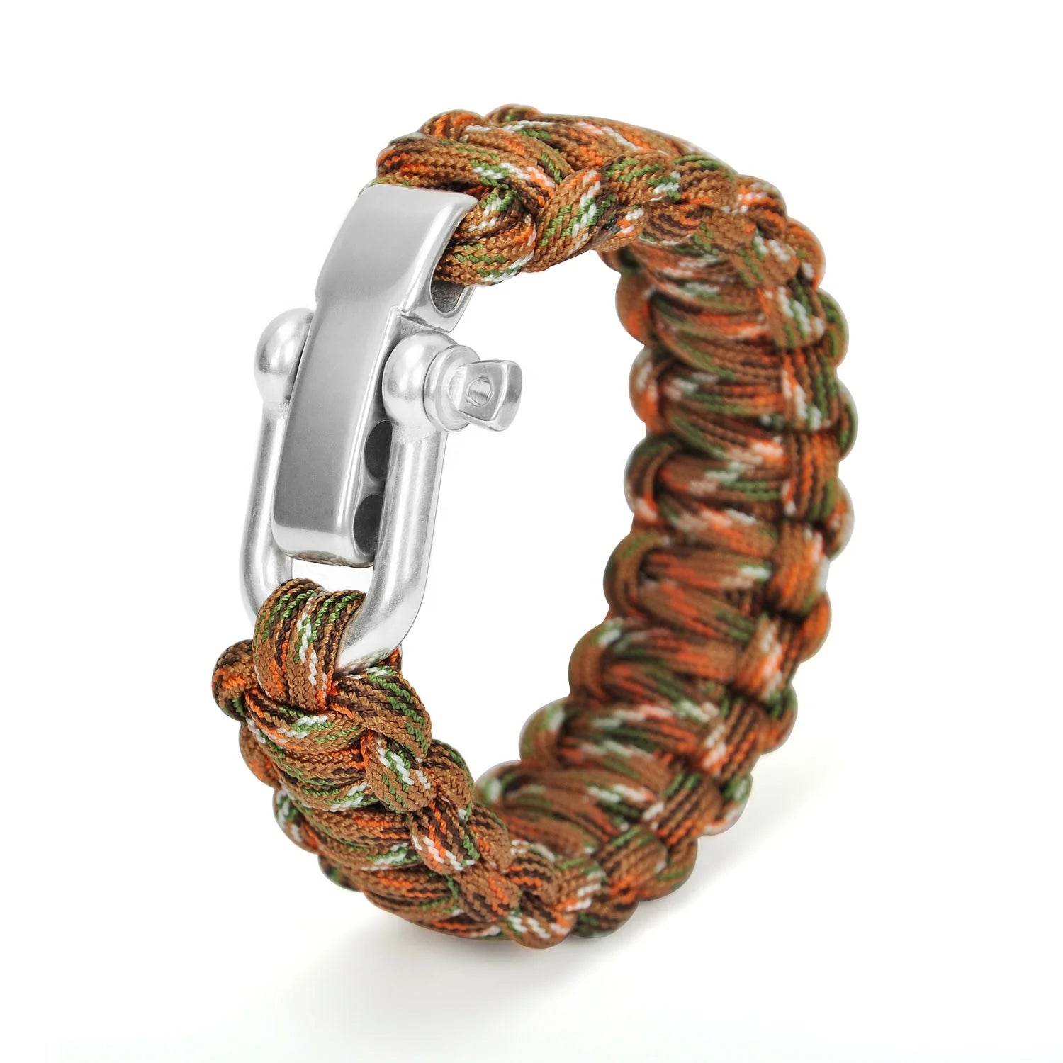 Survival Nylon Paracord Bracelet with Adjustable Stainless Steel Shackle