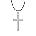 RINNTIN SNMN01 925 Sterling Silver Gold Plated Cross Necklace Leather Rope Spiral Texture Personalized Cross Necklace