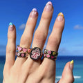 INS New Designer Cute Enamel Mushroom Rings Simple Color Oil Drop Heart Rings Jewelry Women Accessories Wholesale