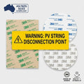 AS/NZS 5033 Compliant PV String Disconnection Point Label Australia | Engraved Rigid Plastic Solar Safety Sign | Genuine 3M