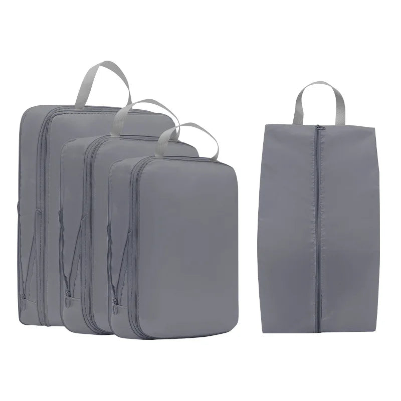 MKW6015 4 Pieces Sets Luggage Divider Bag Foldable Suitcase Organizer Travel Storage Clothes Underwear Shoes Packing Cube Bag