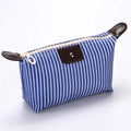 Wholesale Large Capacity Ladies Storage Bag Fashion Striped Makeup Foldable Dumpling Cosmetic Advertising Zipper Closure