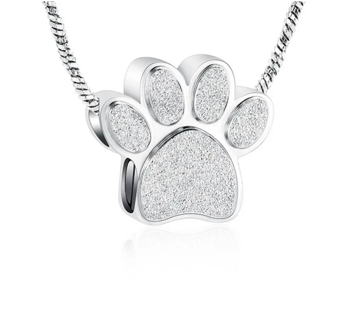 Stainless Steel Dog Paw Cremation Jewel Ashes Memorial Small Animal Charm Pendant Cat Holder Keepsake Sandblast Urn Cremation