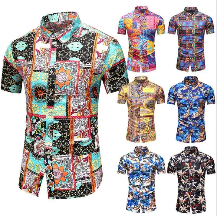 New Design Custom Shirt Printing Men Beach Wear Cotton Hawaiian Shirts Wholesale Holiday Casual Shirts Oversize