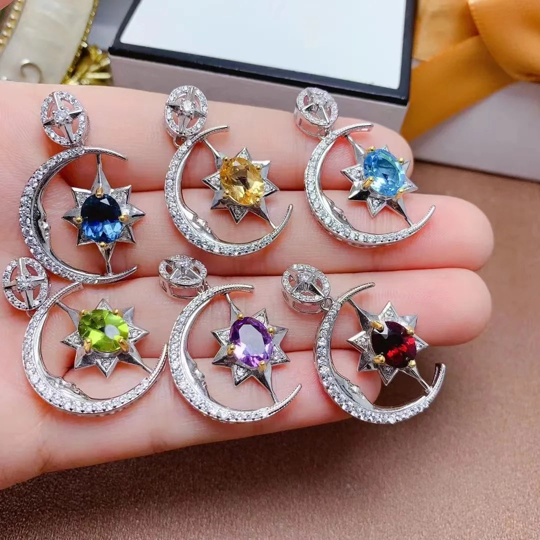 Hot Popular Personalized 925 Sterling Silver Natural Amethyst Pendant Necklace Rhodium & Gold Plated Cute for Mom
