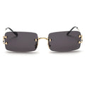 Rimless Red Colored Sunglasses Men Rectangular Retro Sunglasses for Women 2020 Summer Green Gold Metal High Quality