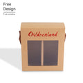 Free Sample Wholesale Custom PVC Window Sturdy Tough Packaging with Rope Brown Kraft Paper Box
