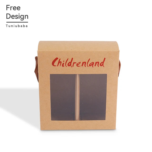 Free Sample Wholesale Custom PVC Window Sturdy Tough Packaging with Rope Brown Kraft Paper Box