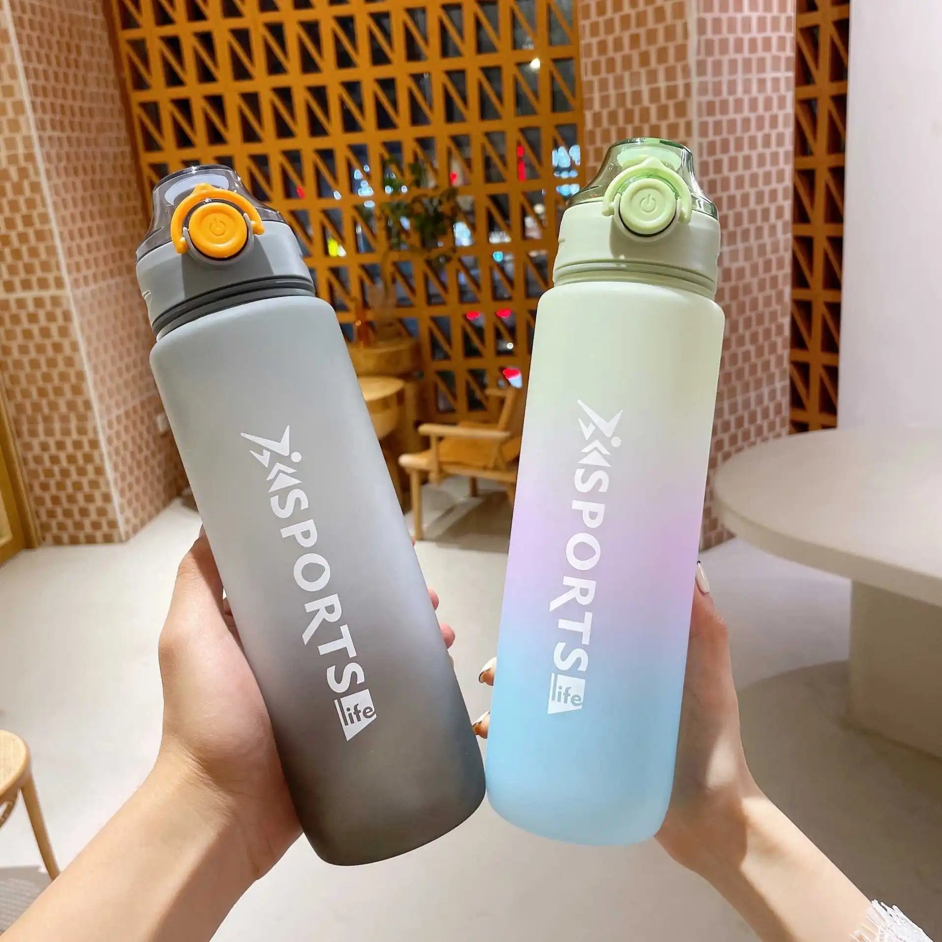 Zogifts Gradient Color Water Bottle Frosted Fitness Straight Drinks Cups Outdoor Sport Plastic Juice Bottles