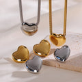 New Trendy 2 Pcs 18k Gold Plated Necklace Earrings Set Non Tarnish Stainless Steel Heart Jewelry Set for Women Lady