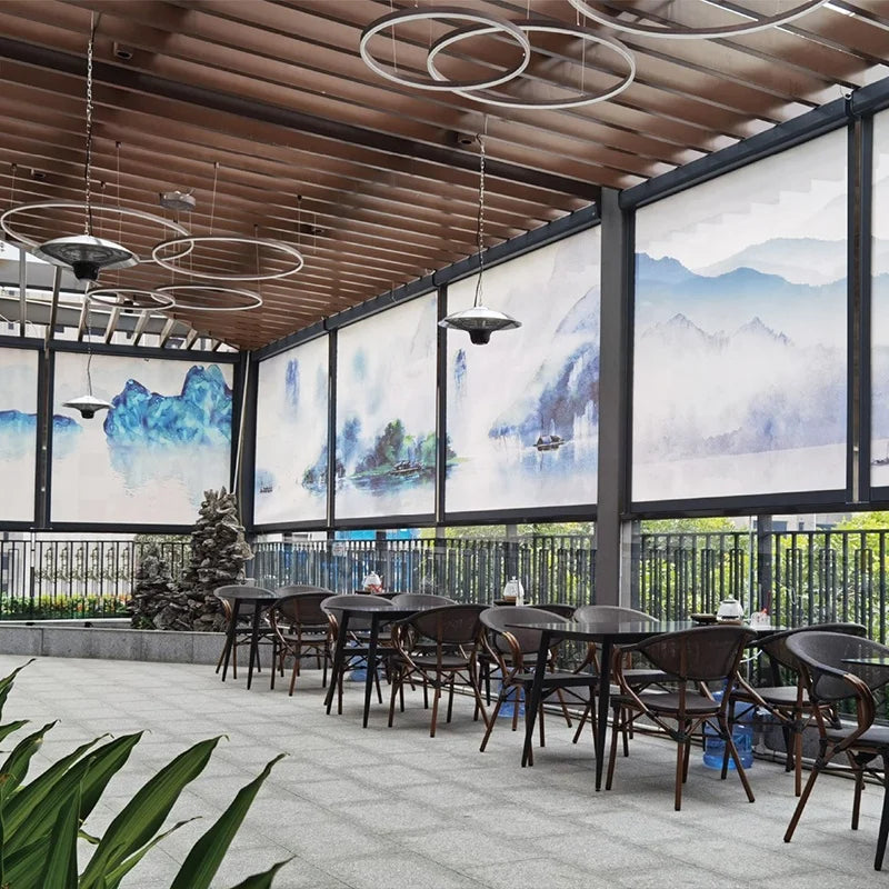 Manufacturer Customized Zip Track Clear Motorized Pvc Fireproof Outdoor Blinds Shade