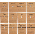 Stainless Steel 12 Zodiac Signs Cancer Leo Charm Bracelets for Women Men Birthday Gift for Her His Black String Rope Bracelet