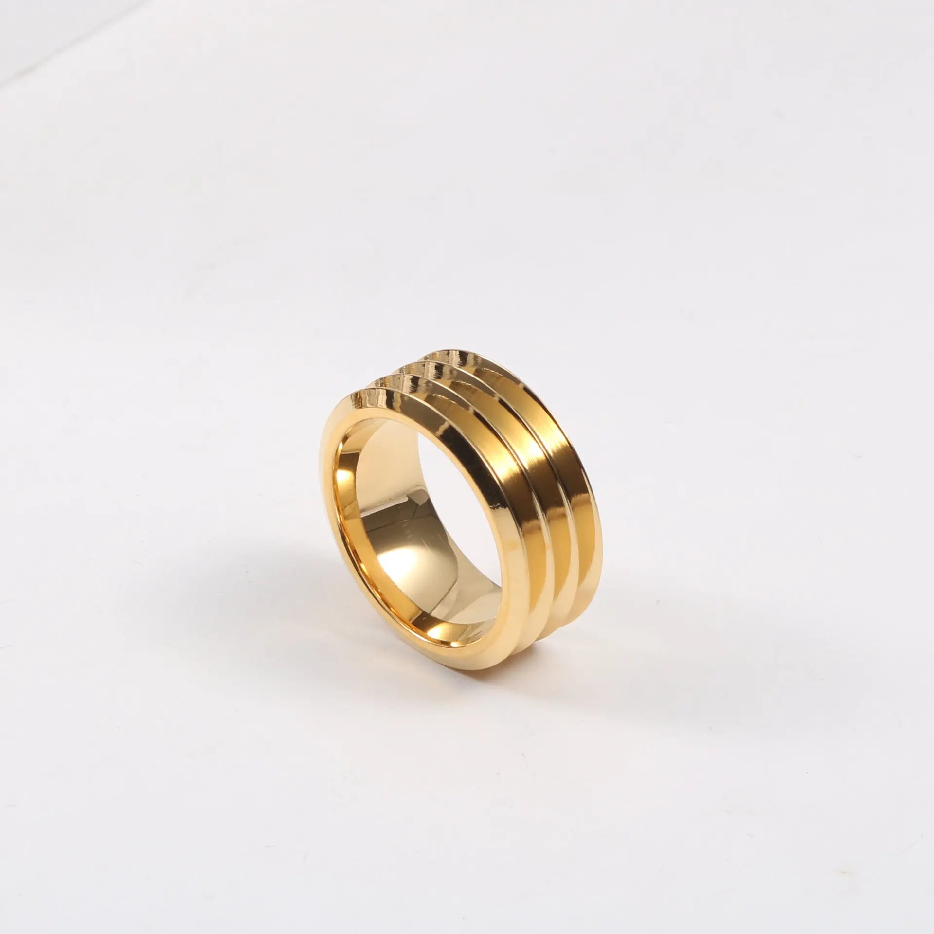 Fenny 18K Gold Plated High End Classic Chunky Multi-layer Band Ring Trendy for Women Stainless Steel Wholesale Jewelry