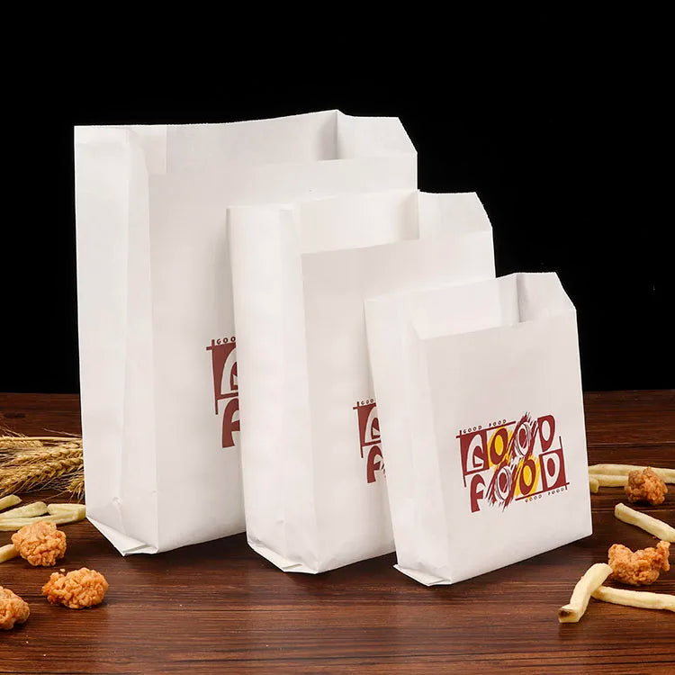 Recycle White Kraft Paper Custom Logo Burger Snack Hot Dog Food Packaging Paper Bag