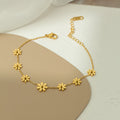 Tarnish Free 18K Gold Plated Stainless Steel Flower Anklets Adjustable Daisy Flower Ankle  for Women Girl