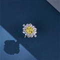Aimgal Fine Jewelry 3ct LEB 8A Yellow High Carbon Diamond Cocktail Rings S925 Silver & Platinum Plating Trendy for Wedding Party