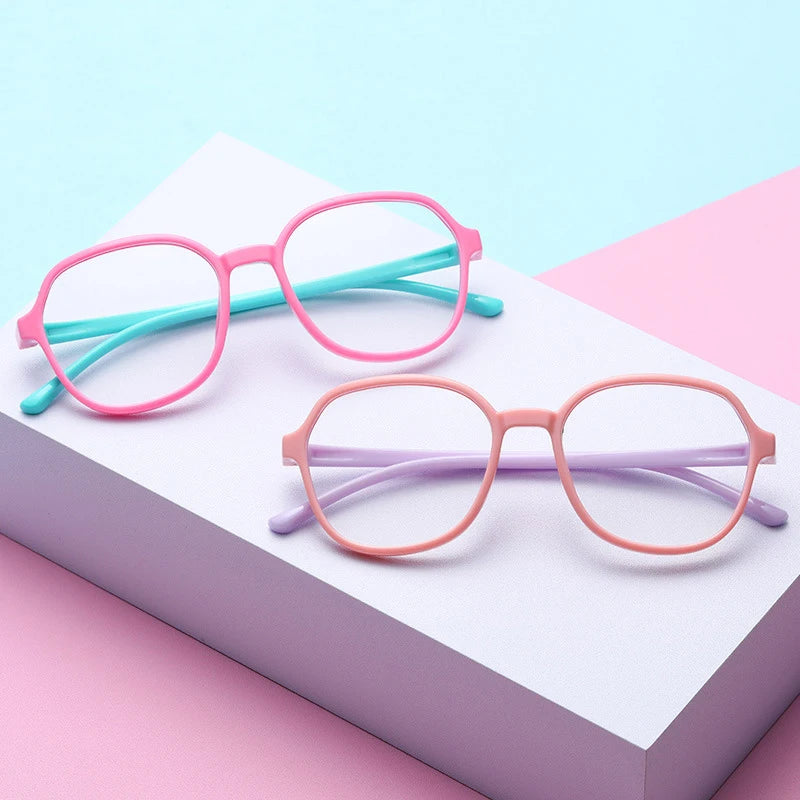 Fashion Italy Design Polygonal Frame Blue Light Filter Blocking Lenses Myopia Optical Kids Blue Light Blocking Glasses
