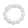 RINNTIN GPR05 New Arrivals 4mm Width Rice Shape Freshwater Cultured Pearl Stretch Ring for Women Girls