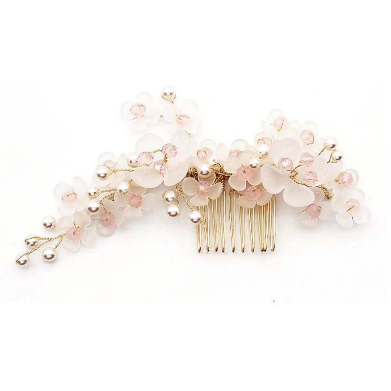 Crystal Petal Bridal Hair Comb Birthday Party Ball Princess Tiara