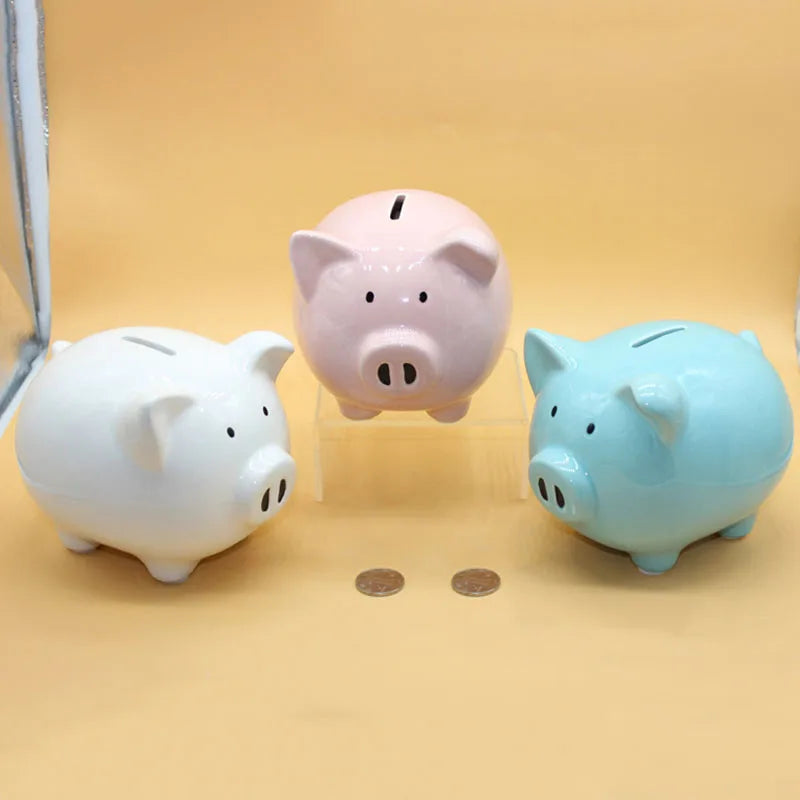 Pretty Ceramic Gift Money Piggy Bank Pink Pig Piggy Coin Bank for Home Decor