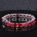 Starsgem Fine Jewelry Classic Hip Hop Synthetic Ruby 925 Sterling Silver Womens Tennis Chain Bracelet