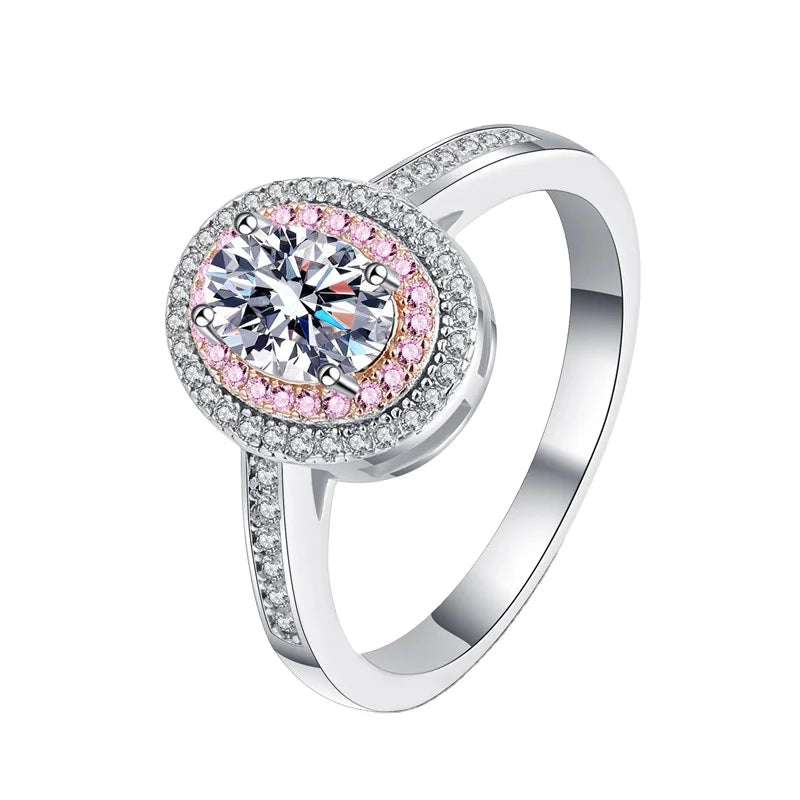 1 Carat Egg Shape Elegant Wedding Jewelry Diamond Moissanite Rings Solid 925 Sterling Silver for Women Luxury Gift