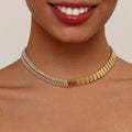 Zooying Fashion Tennis Chain Zircon Stainless Steel Plated 18K Gold Zircon Choker Fashion Collar Bone Chain for Women and Men