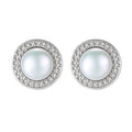 PAG&MAG  Women Bridal Jewelry 925 Sterling Silver Stud Round Freshwater 7-7.5mm Natural Baroque Pearl Earrings