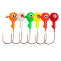 Wholesale 6-colors 5pcs/bag Color Lead Hook Jig Head Round Barbed Soft Bait Hook Fishing Gear