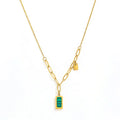 Joolim 18k Gold Plated Malachite Green Stripes Rectangle Pendant Dainty Mixed Chain Stainless Steel Necklace  Jewelry Wholesale
