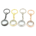 Wholesale Round Glass Zircons Keychain Floating Locket Pendant