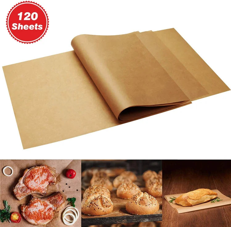 Hot Sale 12x16in Unbleached Natural Brown Parchment Paper 100pcs Pack 40gsm Thickness Double-Coated for Food Bread Cookie Sugar
