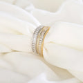 Fashion Jewelry 925 Sterling Silver Wedding Rings Simple square Diamond Row of Zircon Gold Plated Rings Engagement Women