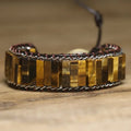 Bohemian Tiger Eye Bracelet for Women Fine Jewelry Vintage Leather Wrap Natural Gemstone Beaded Bracelet