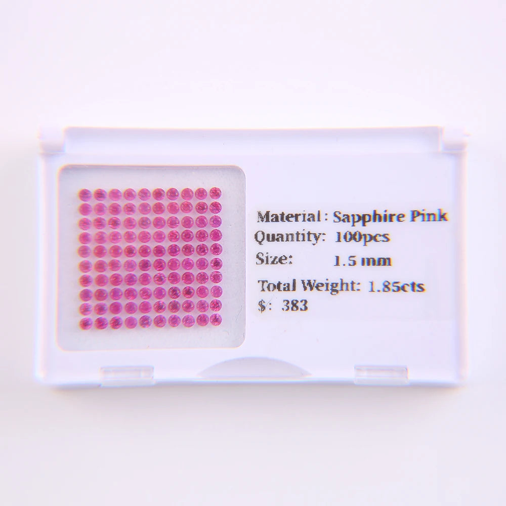 VOAINO 1.5 mm 1.85 Carat 100 Pcs Natural Melee Gemstone pink Round Brilliant Cut Loose Sapphire Stones for Making Jewelry