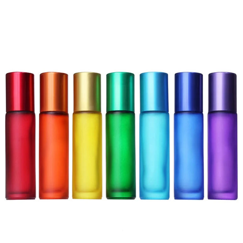 Luxury 10ml Frosted Green Red Blue Black Gemstone Essential Oil Serum Cosmetic Glass Roller Ball Bottle