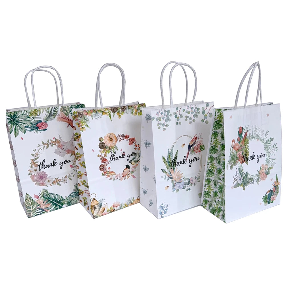 KUAIMA Custom With Your Own Logo Thank You Brown Kraft Paper Bags Gift Bags Wedding White Party Favors Baby Shower