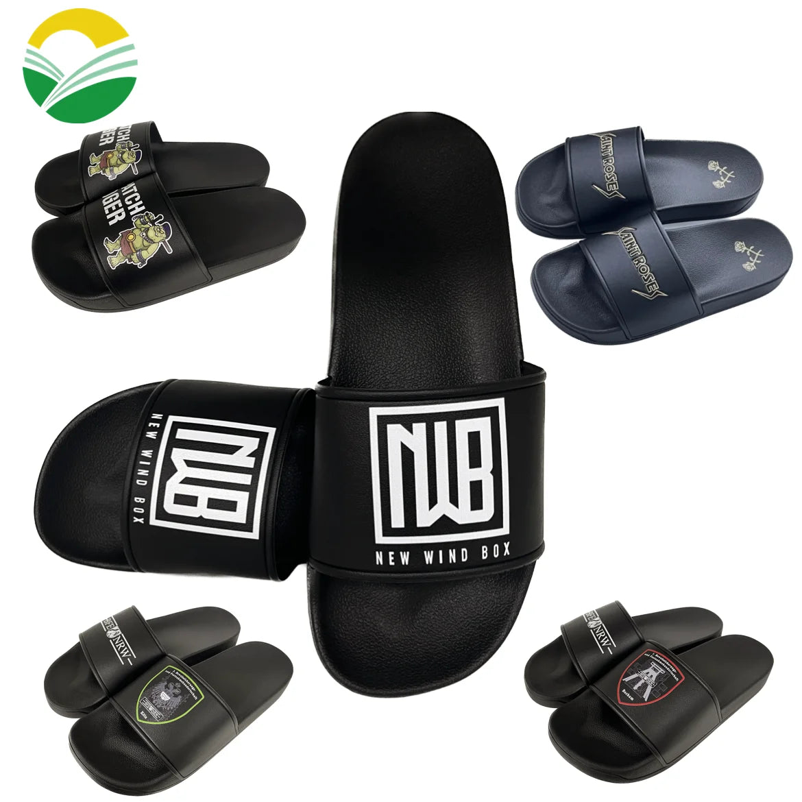 Oem Custom Black Slides Footwear Sandal PvcCustom Logo Slippers Men Plain Blank Slide SandalSlippers Custom Logo Sliders