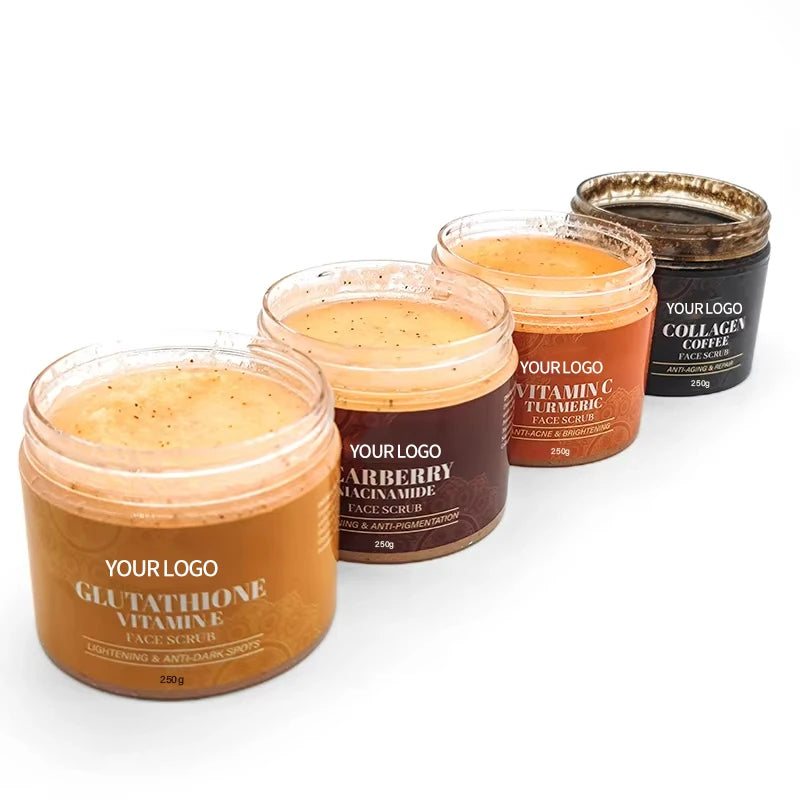 Private Label Natural Vegan Moisturizing Face Scrub Deep Cleansing Exfoliating Vitamin C Whitening Body Scrub